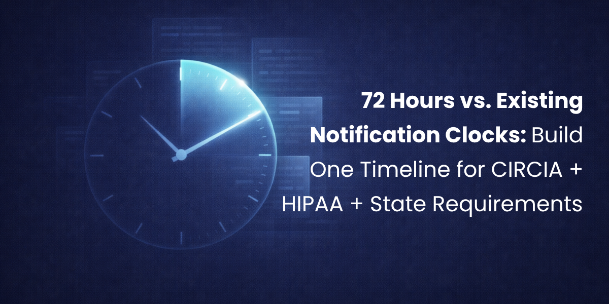 A unified incident timeline that supports rapid CIRCIA reporting while maintaining HIPAA breach notification and state law compliance.